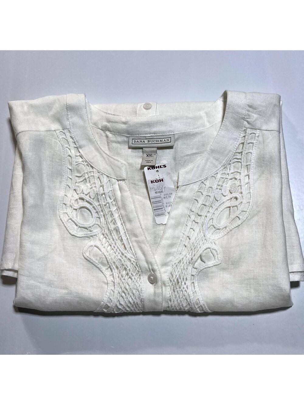 Dana Buchman Cream White Sleeveless Linen Rayon Blend Top XXL NWT - Picture 7 of 8